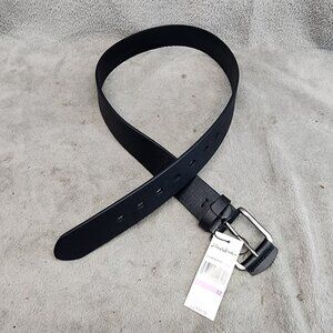 Flag & Anthem Belt Mens 32 Black Leather Silver Tone Buckle *NWT*